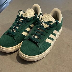Adidas Grand Court Alpha Collegiate Green White Gold Leathering Woman’s 7.5